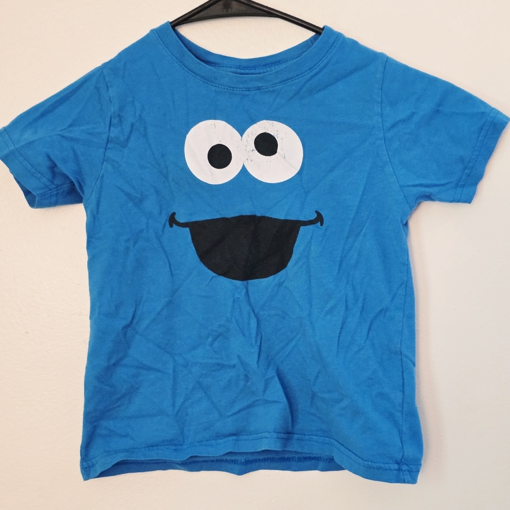 Sesame Street Kids 4T Blue Tee with Cookie Monster Face